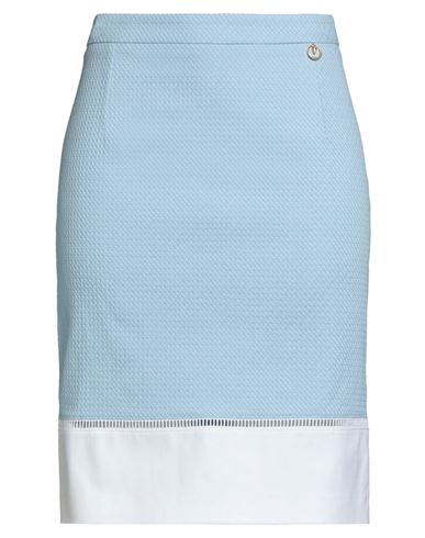 Cavalli Class Woman Midi Skirt Sky Blue Size 16 Cotton, Elastane