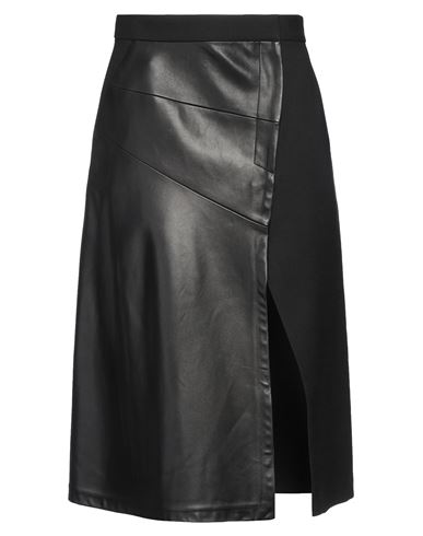 Barbara Bui Woman Midi Skirt Black Size 8 Polyester, Wool, Elastane, Leather
