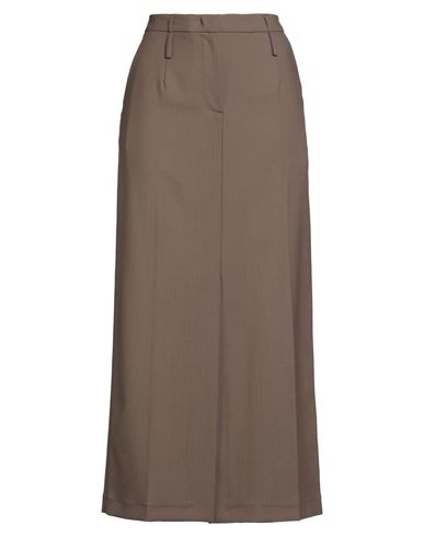 Tela Woman Maxi Skirt Taupe Size 8 Polyester, Virgin Wool, Elastane In Gray