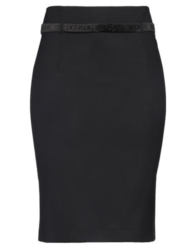 John Richmond Woman Midi Skirt Black Size 14 Virgin Wool, Elastane
