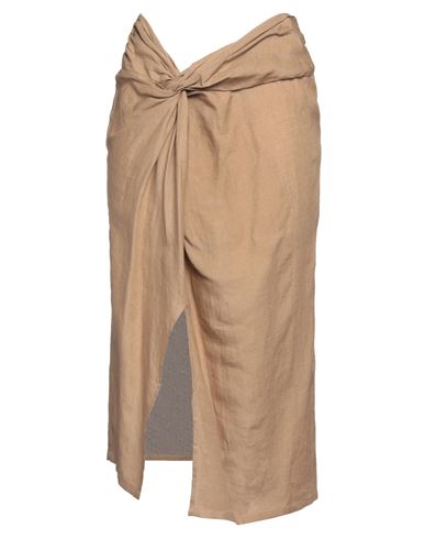 Holy Caftan Woman Midi Skirt Camel Size 4 Linen