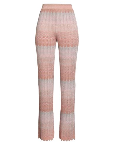 Missoni Striped Metallic Crochet-knit Straight-leg Pants In Pink