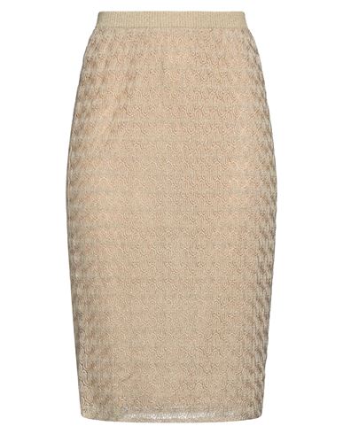 Missoni Woman Midi Skirt Gold Size 10 Viscose, Cupro, Polyester