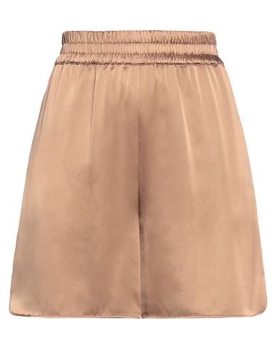 Max Mara Woman Shorts & Bermuda Shorts Light Brown Size 12 Silk