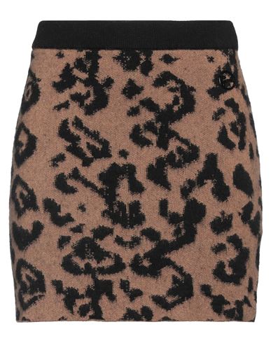 GAELLE PARIS GAËLLE PARIS WOMAN MINI SKIRT CAMEL SIZE 1 POLYAMIDE, VISCOSE, WOOL, MOHAIR WOOL, CASHMERE 