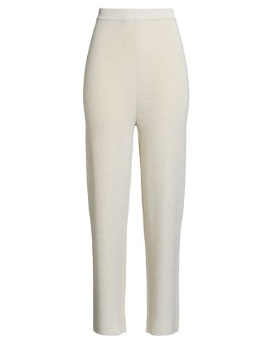 Shop Marina Rinaldi Woman Pants Beige Size L Viscose, Wool, Acrylic, Polyamide, Metallic Fiber