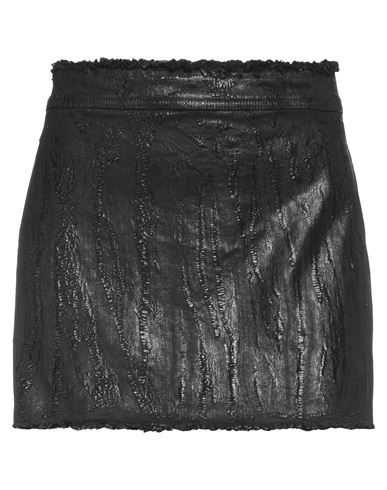 Rick Owens Woman Denim Skirt Black Size 6 Cotton, Elastomultiester, Rubber