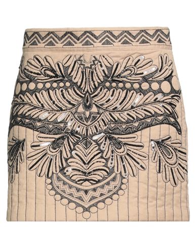 Twinset Woman Mini Skirt Beige Size 12 Cotton, Linen, Polyester In Beige