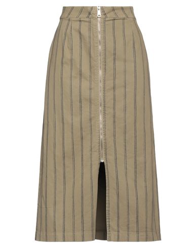 Shop Lou Lou Belle Ville Paris Woman Midi Skirt Khaki Size M Cotton, Elastane