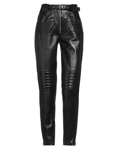TWINSET TWINSET WOMAN PANTS BLACK SIZE 10 LAMBSKIN 