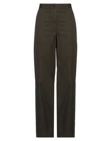 Theory Woman Pants Military Green Size 10 Cotton, Elastane