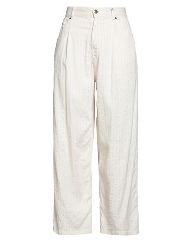 Myths Woman Pants Beige Size 6 Linen, Cotton, Polyester, Elastane