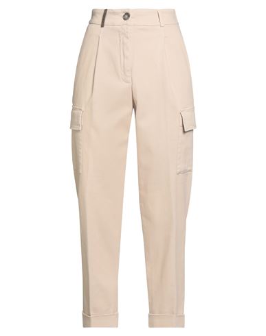 Peserico Woman Pants Beige Size 8 Cotton, Elastane In Neutral