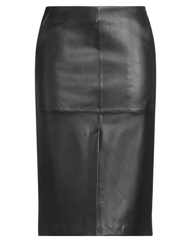 Seventy Venezia Woman Midi Skirt Dark Brown Size 10 Sheepskin In Black