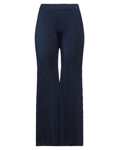 Rochas Woman Pants Blue Size M Acetate, Metallic Polyester, Polyamide