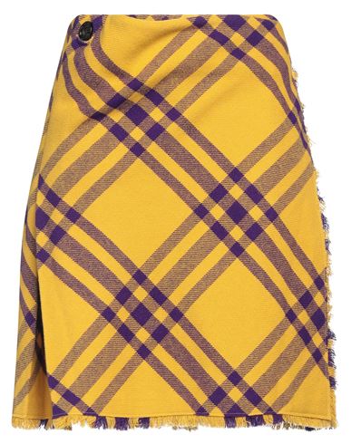 Burberry Woman Mini Skirt Yellow Size 2 Wool In Yellow