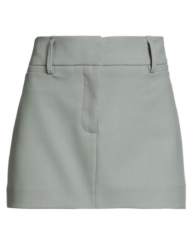 Solotre Woman Mini Skirt Sage Green Size 2 Polyester, Virgin Wool, Elastane, Viscose In Green
