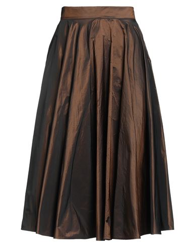 The Abito Milano Woman Midi Skirt Chocolate Brown Size 6 Polyester