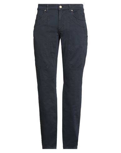Jeckerson Man Pants Navy Size 40 Cotton, Elastane In Blue