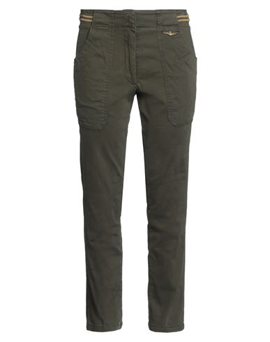 Aeronautica Militare Woman Pants Military Green Size 12 Cotton, Elastane