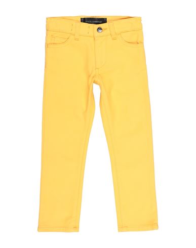 Dolce & Gabbana Toddler Boy Pants Yellow Size 3 Cotton, Elastane, Calfskin, Zamak In Yellow