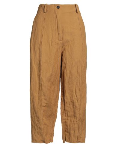 Masnada Woman Pants Mustard Size 4 Cotton, Wool, Metallic Fiber In Brown