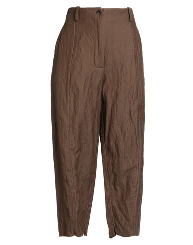 Masnada Woman Pants Khaki Size 6 Cotton, Wool, Metallic Fiber In Brown