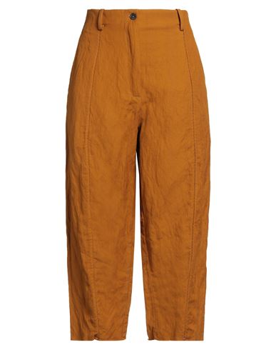 Masnada Woman Pants Mustard Size 4 Cotton, Wool, Metallic Fiber In Brown