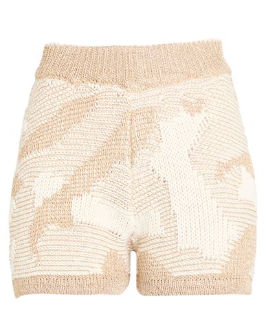 Akep Woman Shorts & Bermuda Shorts Khaki Size 6 Cotton, Viscose, Metallic Polyester