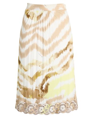 Cavalli Class Woman Midi Skirt Beige Size 10 Viscose, Elastane