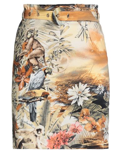 Cavalli Class Woman Mini Skirt Beige Size 14 Cotton, Elastane In Sand