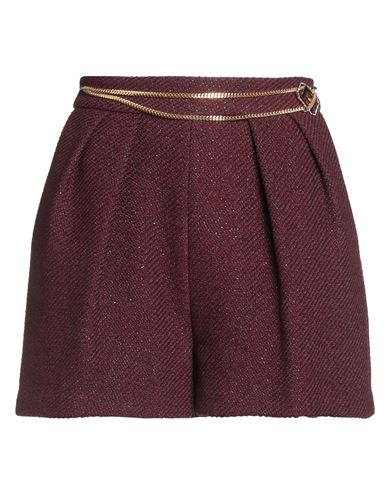 Elisabetta Franchi Woman Shorts & Bermuda Shorts Burgundy Size 8 Polyester, Viscose, Synthetic Fiber