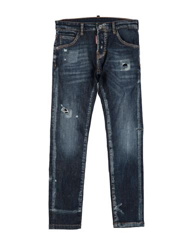 Dsquared2 Toddler Boy Jeans Blue Size 6 Cotton, Elastomultiester, Elastane, Cow Leather In Blue
