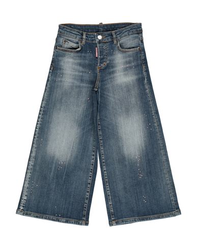 Dsquared2 Toddler Girl Jeans Blue Size 6 Cotton, Elastane, Acrylic, Cow Leather