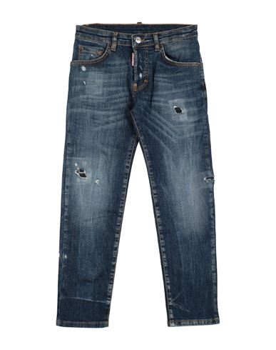 Dsquared2 Toddler Boy Jeans Blue Size 6 Cotton, Elastomultiester, Elastane, Cow Leather In Blue