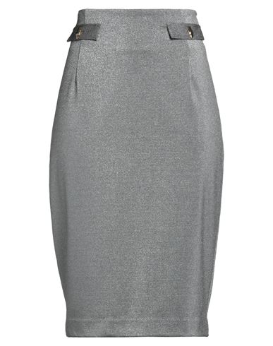 Cavalli Class Woman Midi Skirt Grey Size 16 Viscose, Polyamide, Elastane, Polyester