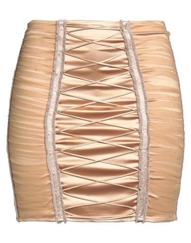 Elisabetta Franchi Woman Mini Skirt Camel Size 4 Acetate, Polyamide, Elastane In Neutral