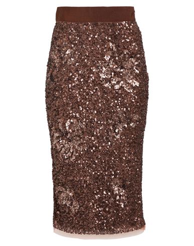 Elisabetta Franchi Woman Midi Skirt Brown Size 4 Polyamide, Plastic