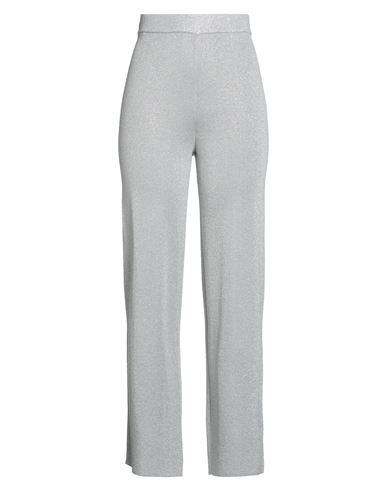 Vila Woman Pants Silver Size L Acrylic, Viscose, Polyester