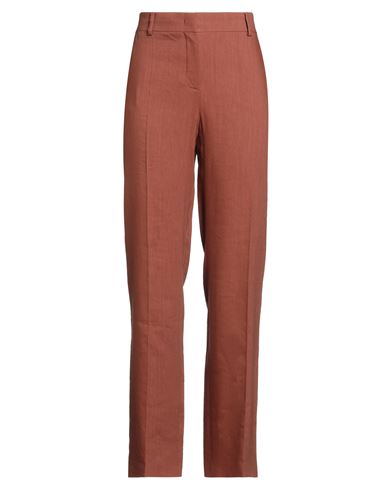 Alberta Ferretti Woman Pants Brown Size 10 Viscose, Linen, Elastane In Brown