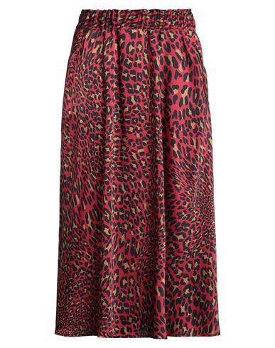 Shirtaporter Woman Midi Skirt Red Size 10 Polyester