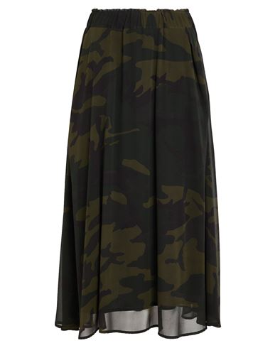 Shirtaporter Woman Midi Skirt Military Green Size 10 Viscose