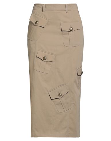 Moschino Woman Midi Skirt Beige Size 6 Cotton, Wool In Neutral