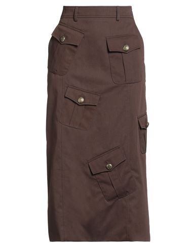 Moschino Woman Midi Skirt Chocolate Brown Size 8 Cotton, Wool In Brown