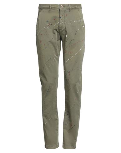 Guess Man Pants Military Green Size 31w-32l Cotton, Elastane In Green