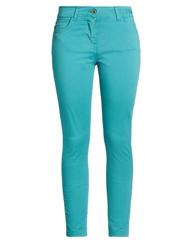 Aeronautica Militare Woman Pants Turquoise Size 6 Cotton, Elastane In Blue