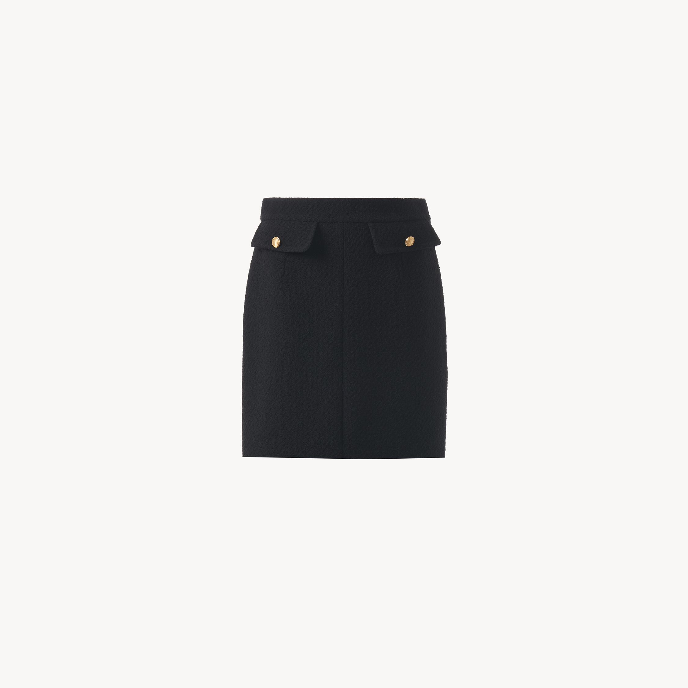 Chloé Knee-length Skirt In Wool Bouclette Black Size 10 89% Wool, 10% Polyamide, 1% Elastane
