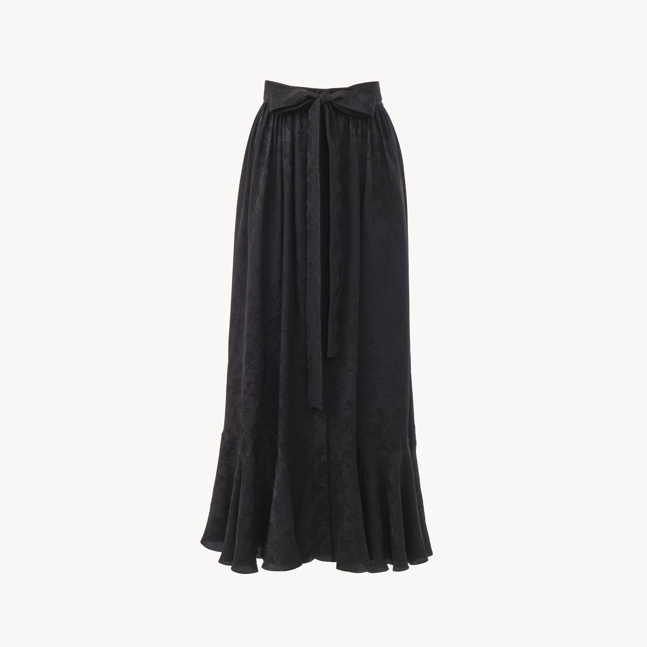 Chloé Gathered Midi Skirt In Silk Jacquard In Gray