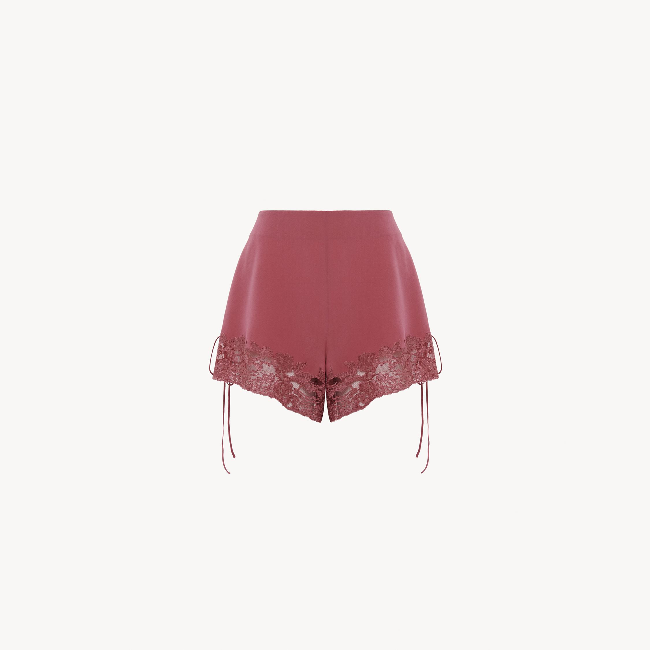 Chloé Lace-trimmed Lingerie Shorts In Crêpe De Chine Purple Size 6 100% Silk