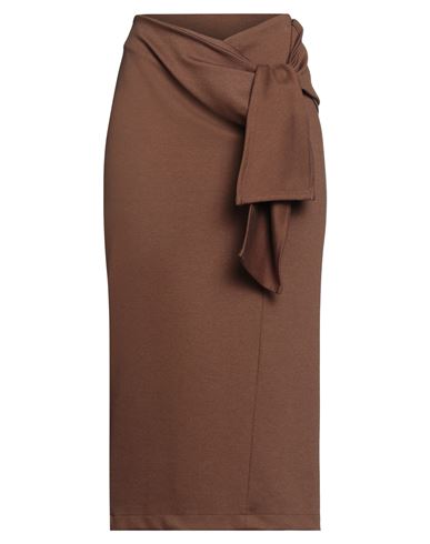 Haveone Woman Midi Skirt Brown Size M Viscose, Polyamide, Polyester, Elastic Fibres In Brown